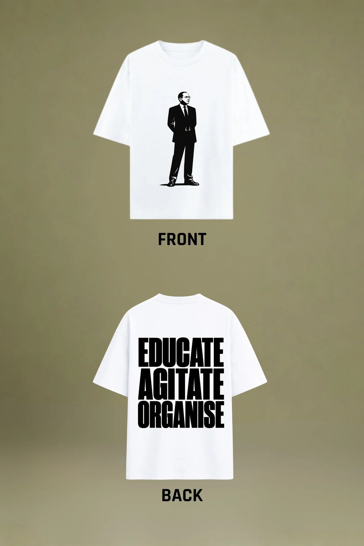 Ambedkar Oversized Tee Front and Back Design | JUNOSHI