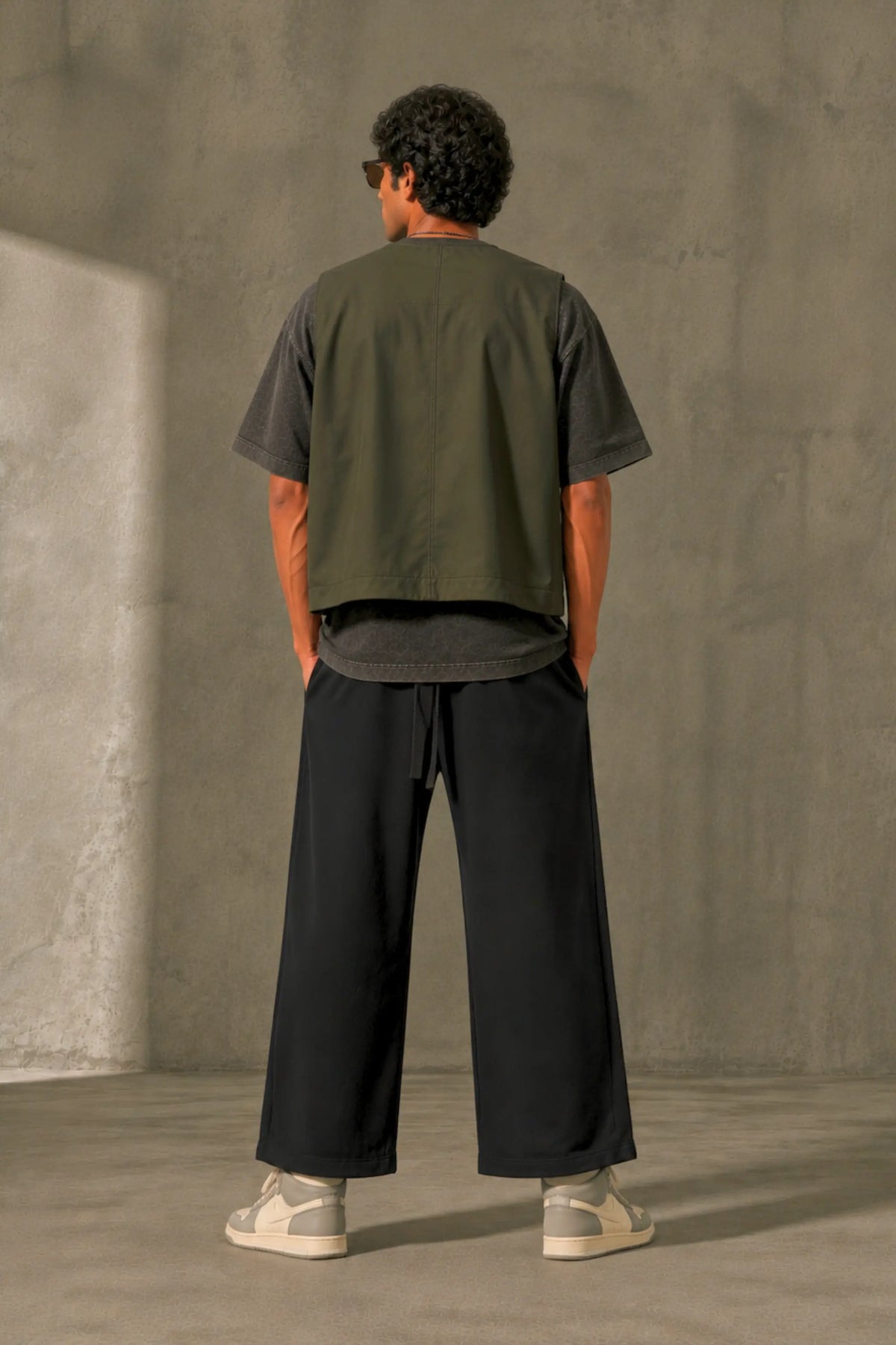 Apna Bana Le Unisex Sweatpants — Wide Leg Black Back View | JUNOSHI Easy Beings