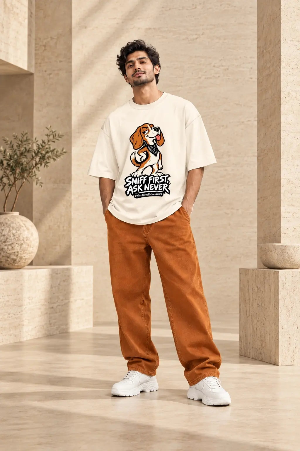 Sniff First Ask Never Bhai — Protective Brother Oversized T-Shirt for Men | JUNOSHI