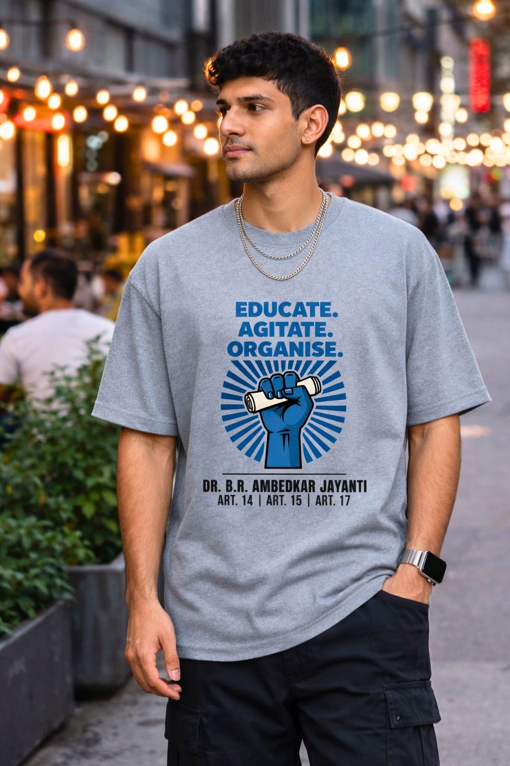 ZUPPI Ambedkar Jayanti oversized graphic tee — Educate Agitate Organise, unisex streetwear India