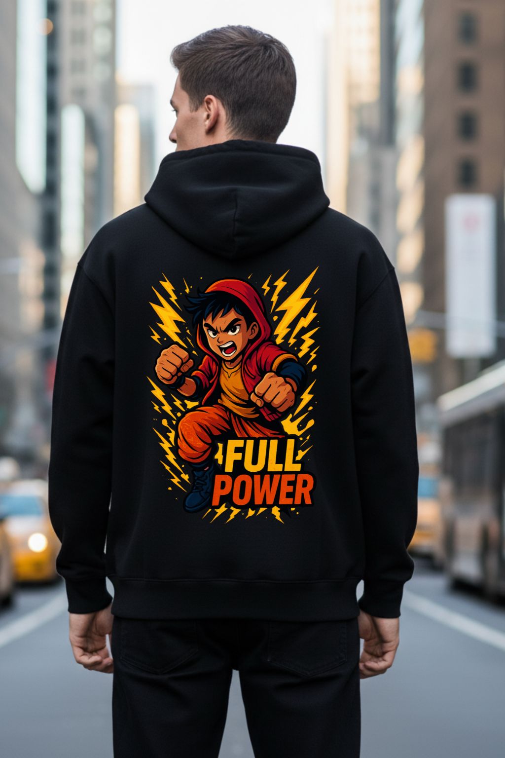 ZUPPI Full Power Anime Hoodie Black Back Print — Dragon Ball inspired streetwear hoodie India