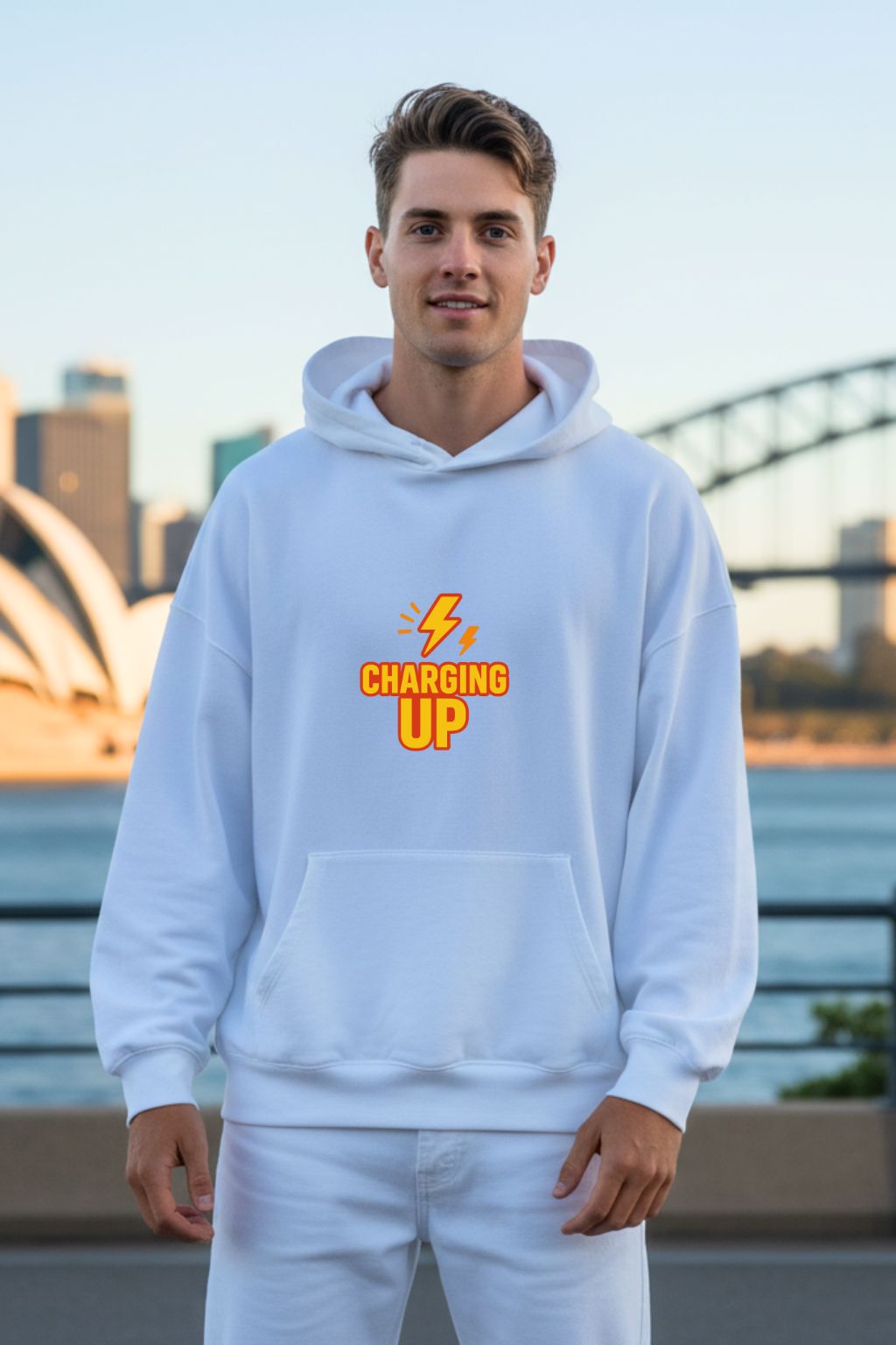 ZUPPI Full Power Anime Oversized Hoodie White — Goku-inspired anime streetwear for men India