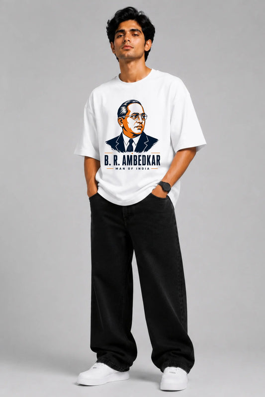 B.R. Ambedkar Man of India — Oversized T-Shirt for Men, Front View | JUNOSHI