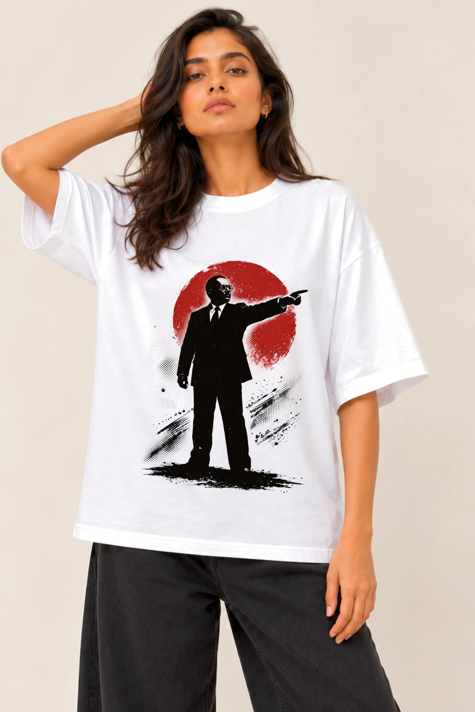 Ambedkar Silhouette Oversized Tee for Women — Front