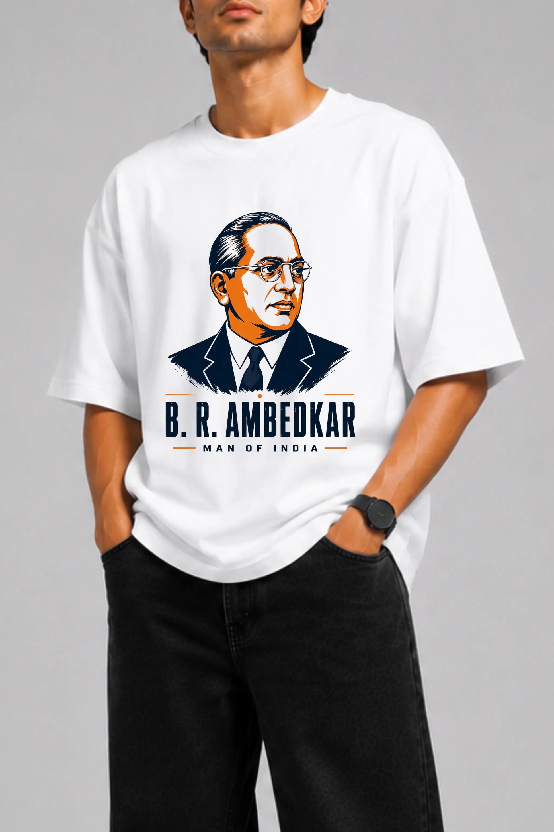 B.R. Ambedkar Graphic Print Closeup — Oversized T-Shirt | JUNOSHI