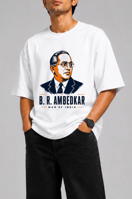 B.R. Ambedkar Graphic Print Closeup — Oversized T-Shirt | JUNOSHI