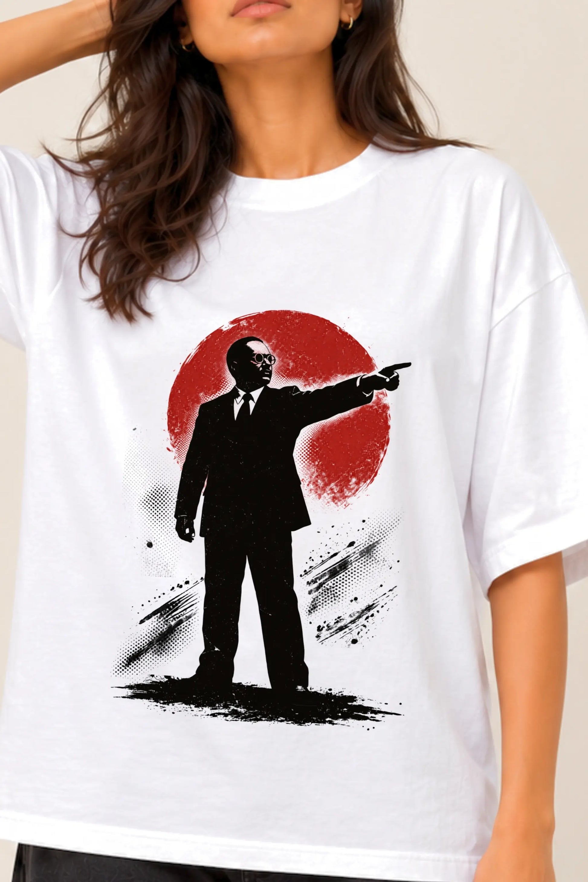 Ambedkar Silhouette Print Close-Up — Oversized Tee