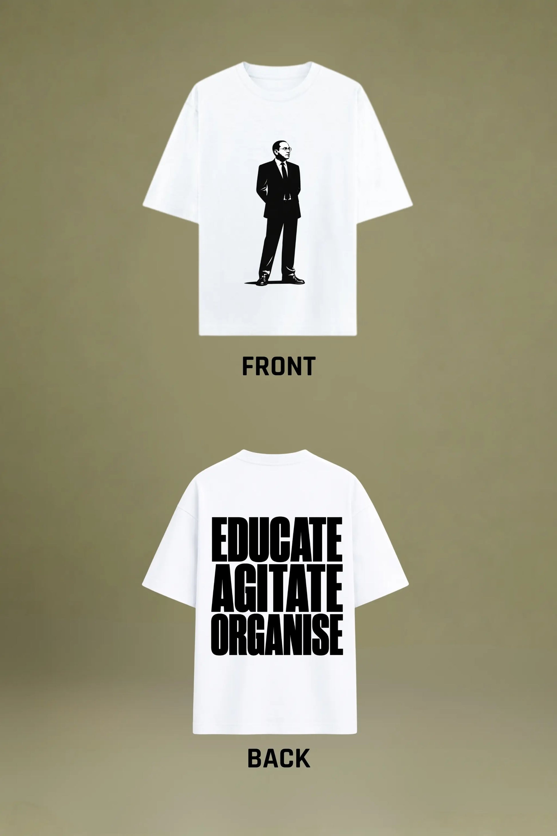 Ambedkar Oversized Tee Front and Back Design | JUNOSHI