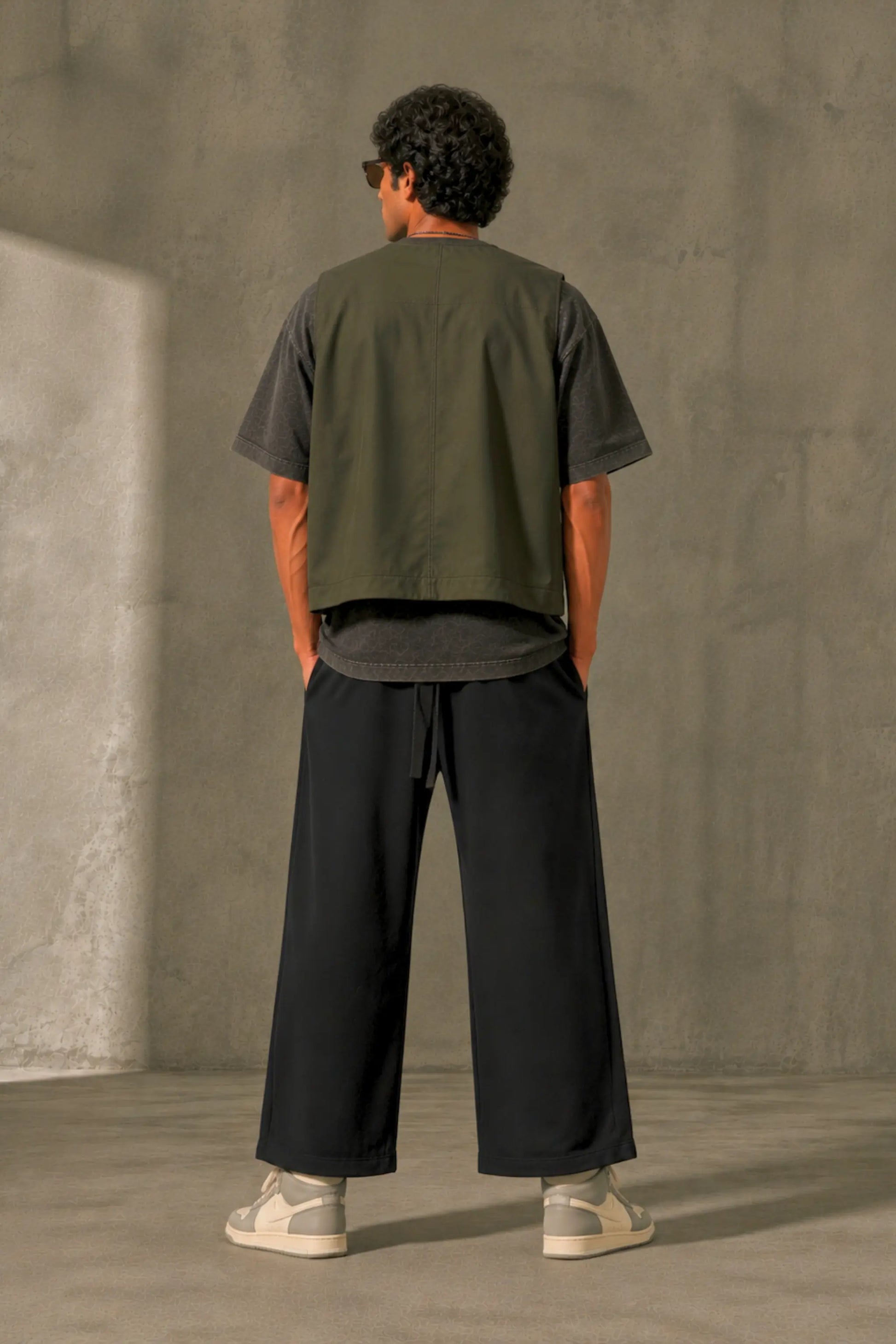 Apna Bana Le Unisex Sweatpants — Wide Leg Black Back View | JUNOSHI Easy Beings