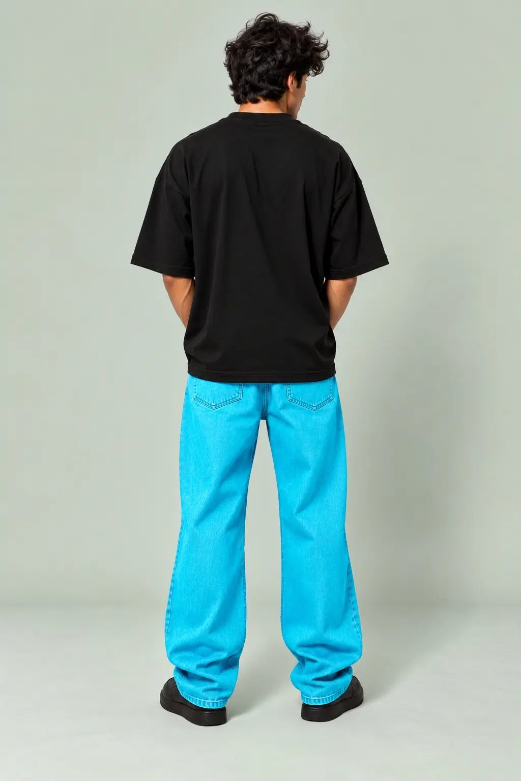 Bhai Ek Aur Episode — Plain Back, Drop Shoulder Black Anime Oversized Terry T-Shirt | JUNOSHI