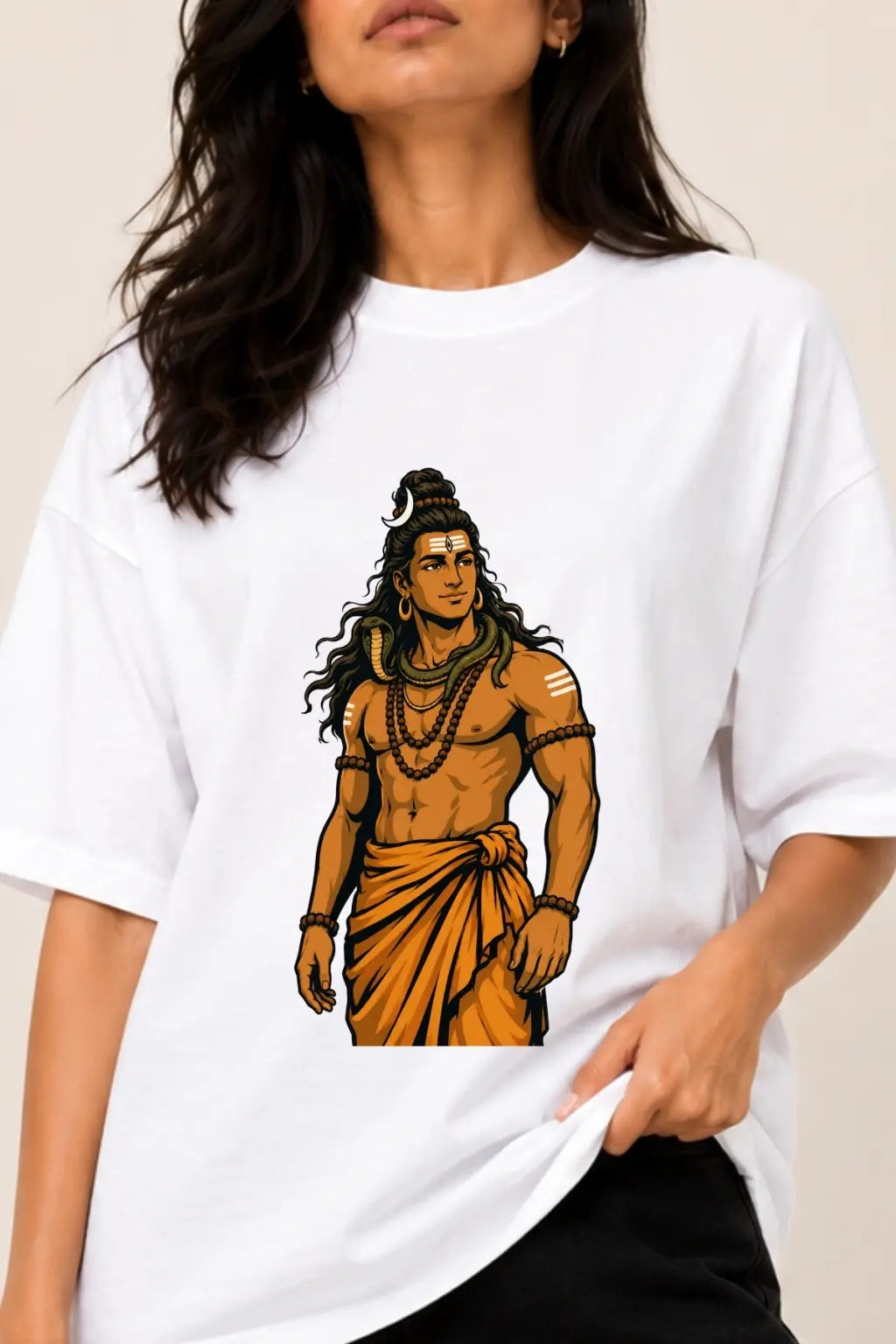 Bholenath Mahadev Graphic Print Closeup — Oversized Tee | JUNOSHI