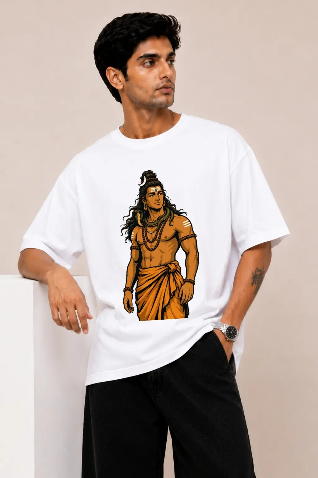 Bholenath Mahadev Oversized T-Shirt for Men — Front View | JUNOSHI
