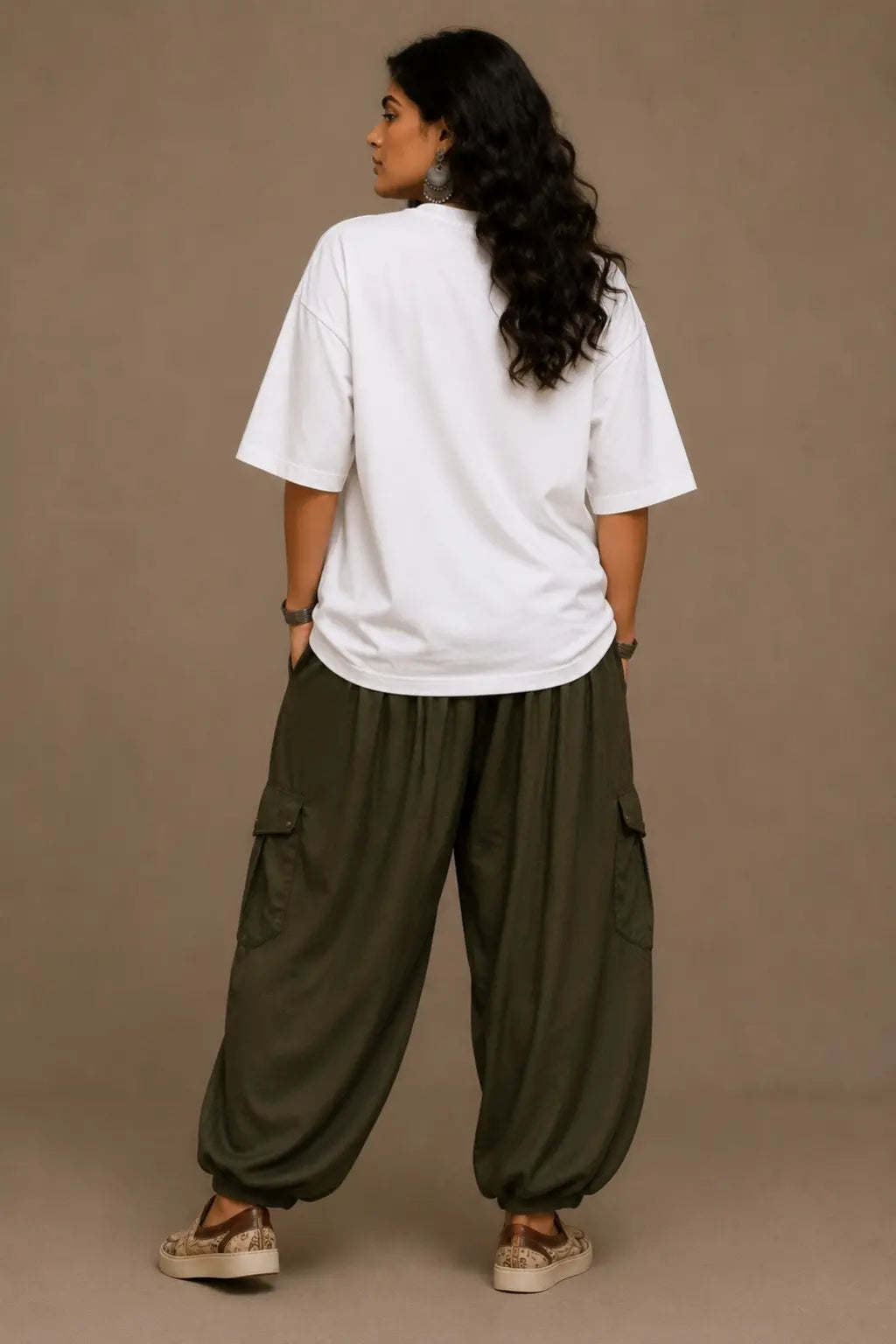Billi Begum Oversized Tee back view — premium drop shoulder fit, relaxed silhouette
