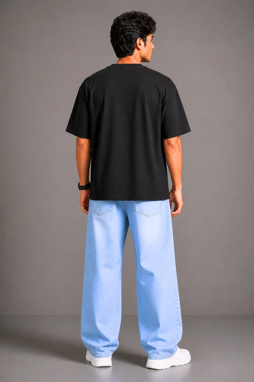 Born Indian Oversized Tee Back View — Relaxed Unisex Fit | JUNOSHI
