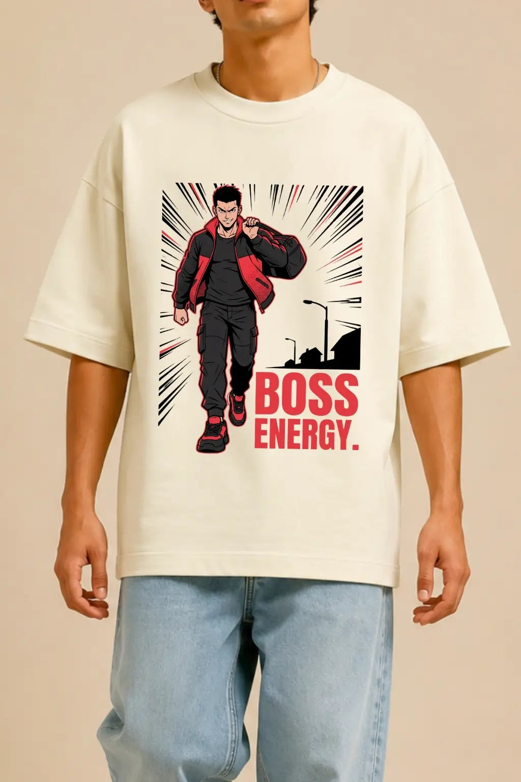 Boss Energy — Shonen Manga Print on Oversized Terry Tee | JUNOSHI
