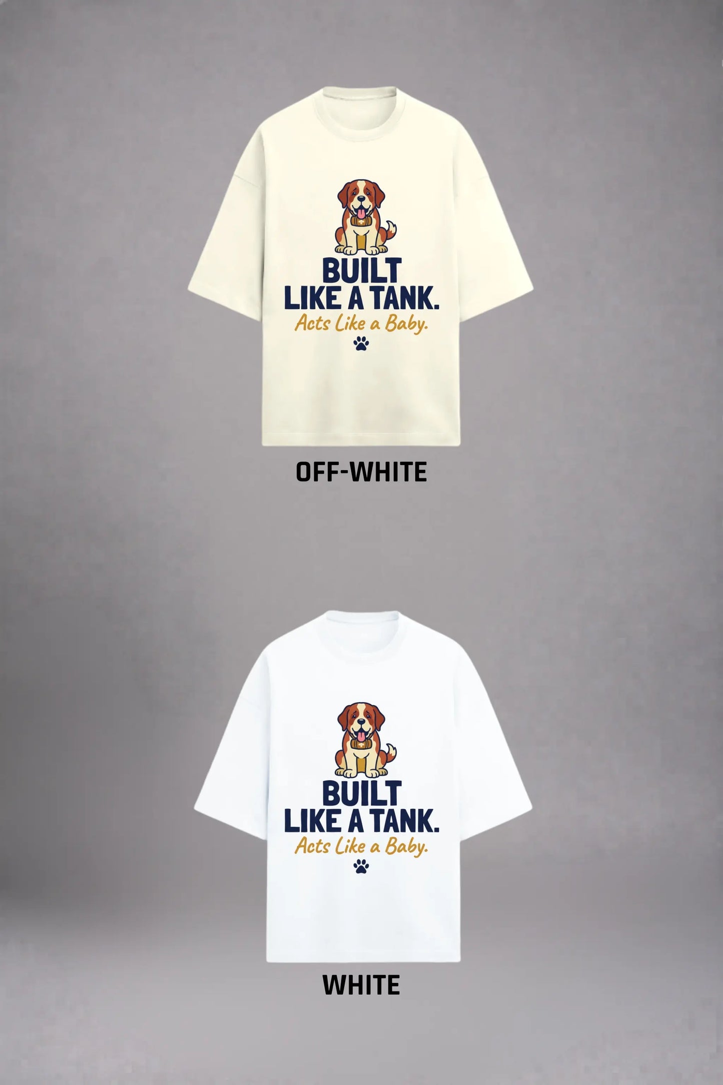 Built Like A Tank Oversized Tee — Off-White and White Colour Options | JUNOSHI