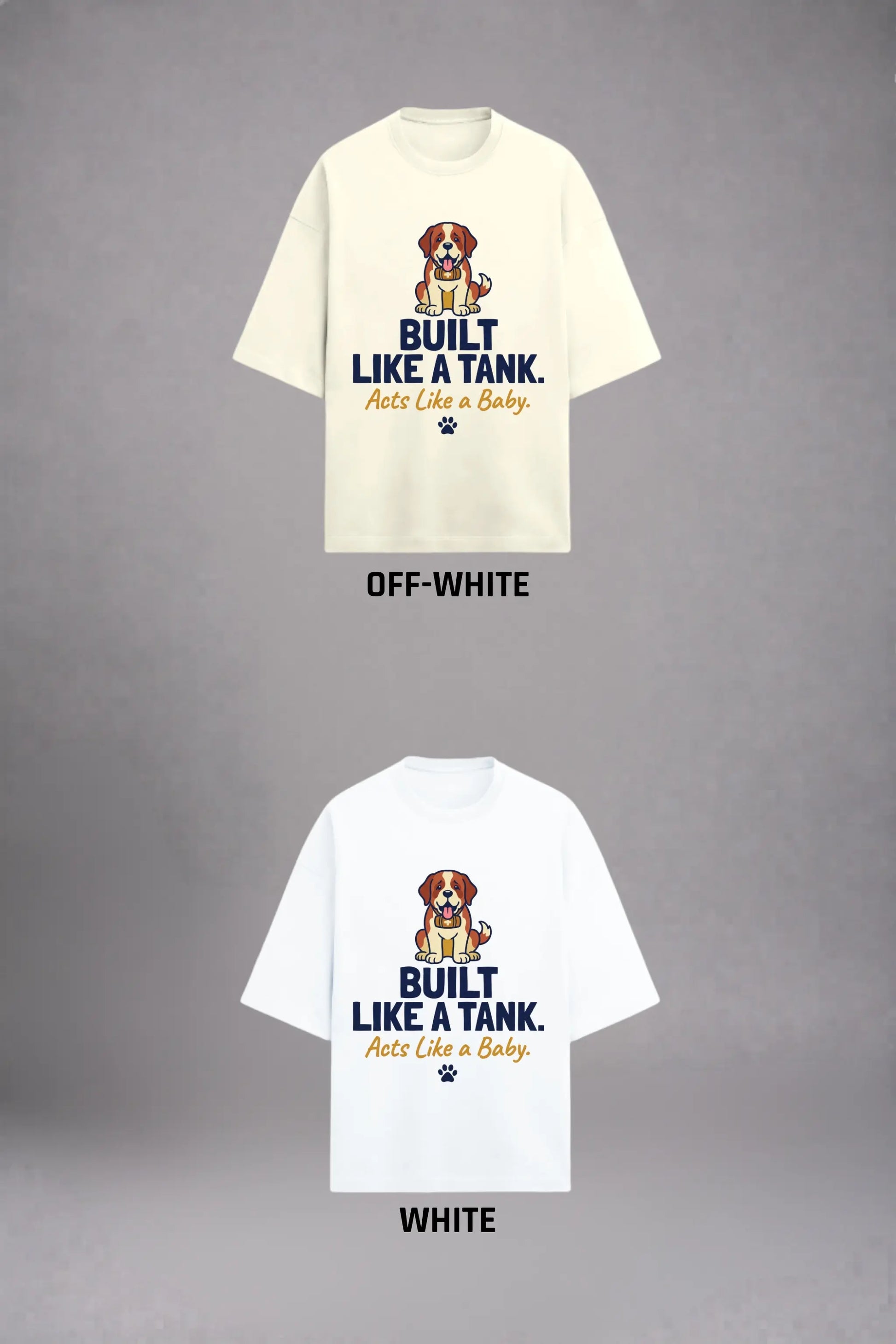 Built Like A Tank Oversized Tee — Off-White and White Colour Options | JUNOSHI