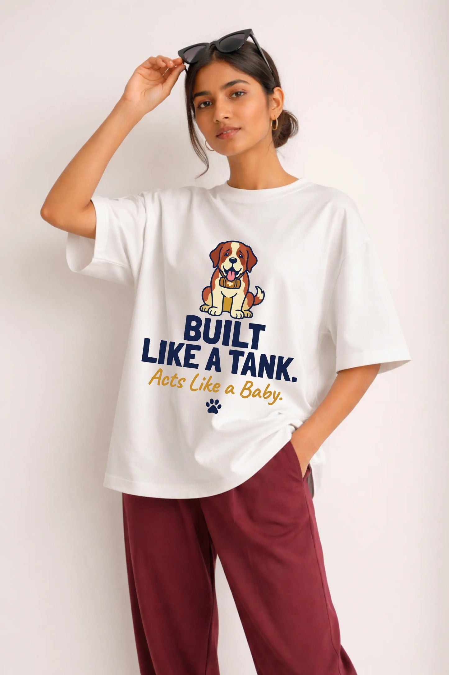 Built Like A Tank St Bernard Oversized Tee for Women — Dog Lover Tee | JUNOSHI