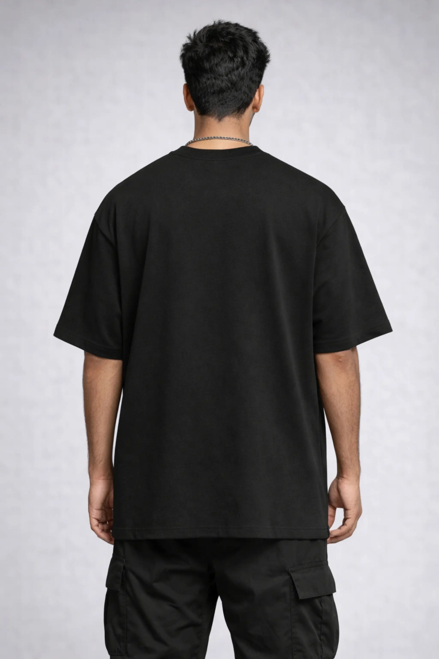 Calm Outside Catastrophe Within Oversized Tee Back View Men