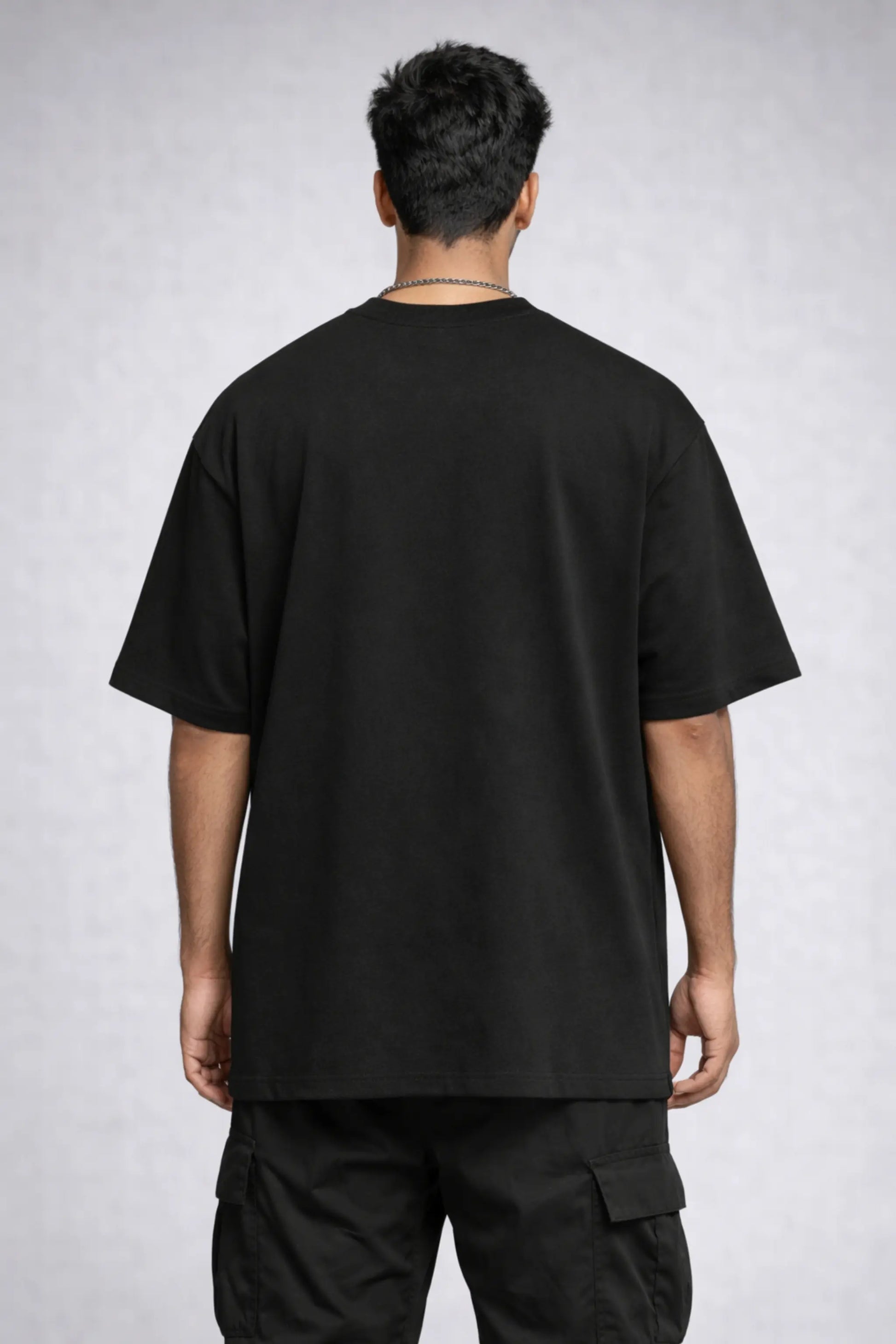 Calm Outside Catastrophe Within Oversized Tee Back View Men