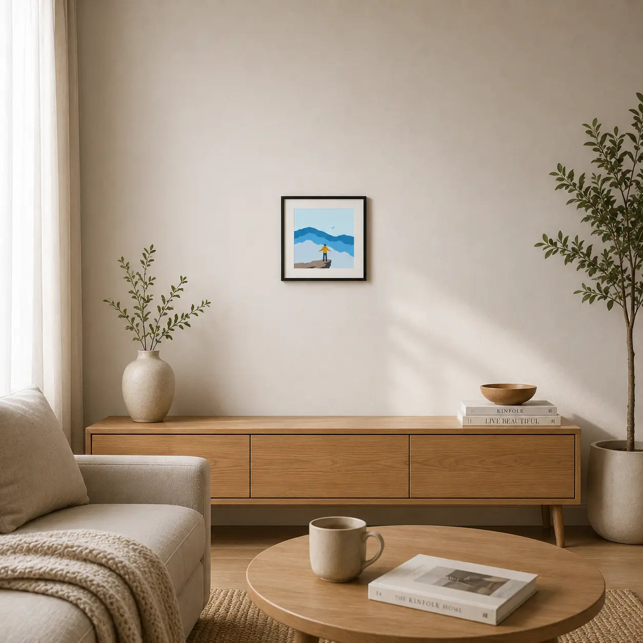 Chase The Unmarked Road — Wanderlust Framed Poster in Living Room | JUNOSHI