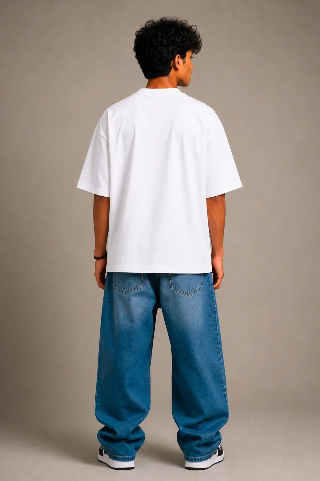 Back View of Chose Violence Gym Wala Oversized Terry Tee — Unisex Desi Streetwear | JUNOSHI