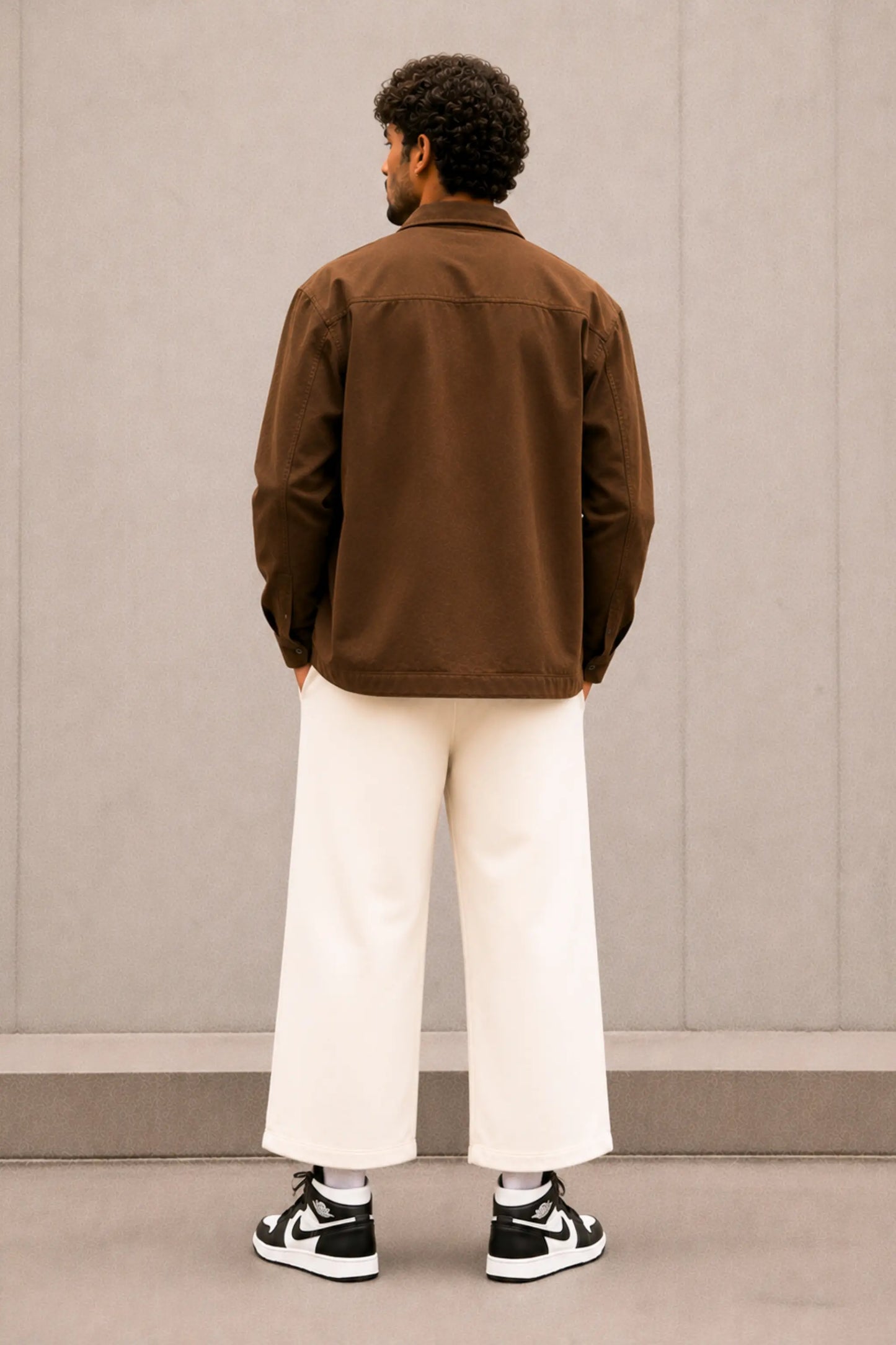 Easy Beings Unisex Wide-Leg Sweatpants in Cream — Back View