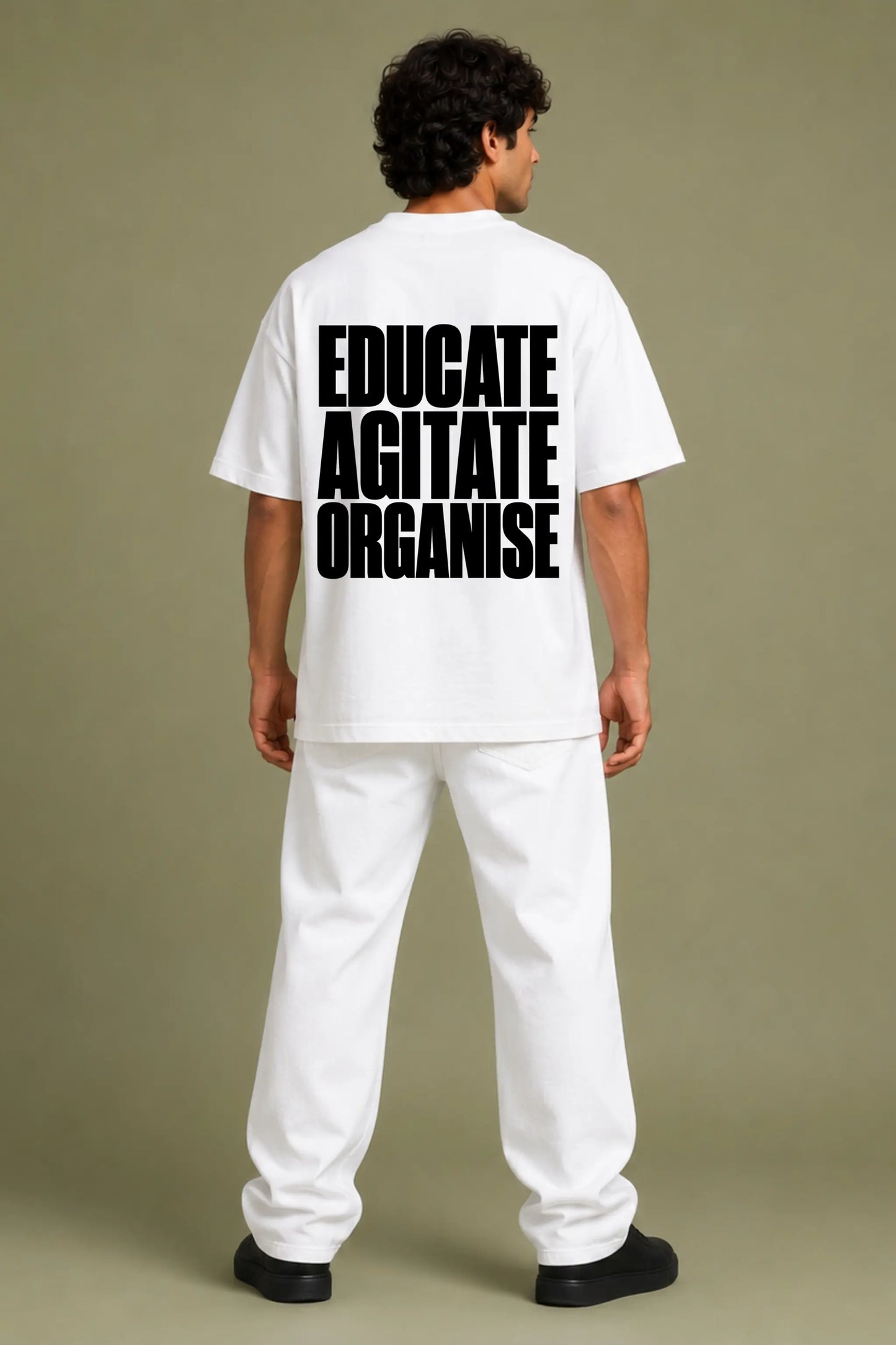 Educate Agitate Organise — Back Print Oversized Tee | JUNOSHI