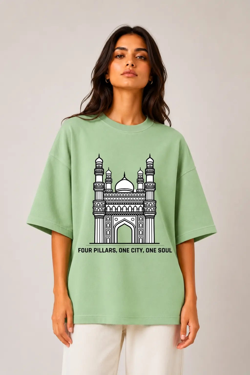 Four Pillars — Hyderabad Pride Oversized Tee for Women