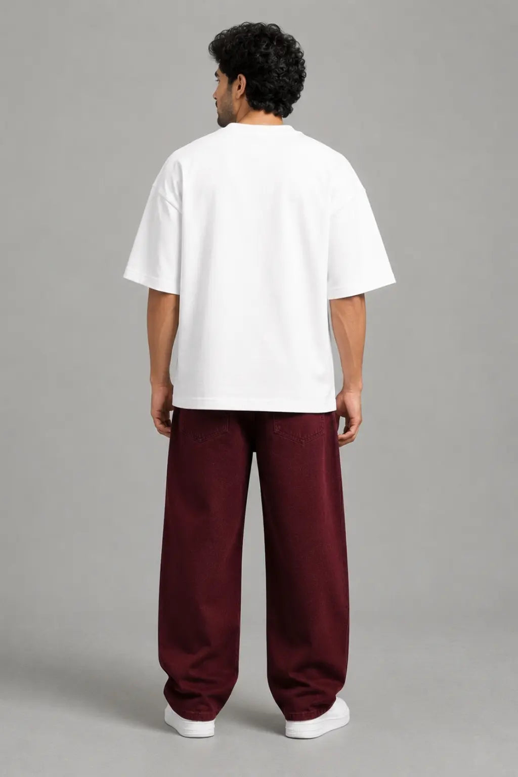 Vakratunda Mahakaya Ganesha Modak — White Oversized Terry T-Shirt, Back View
