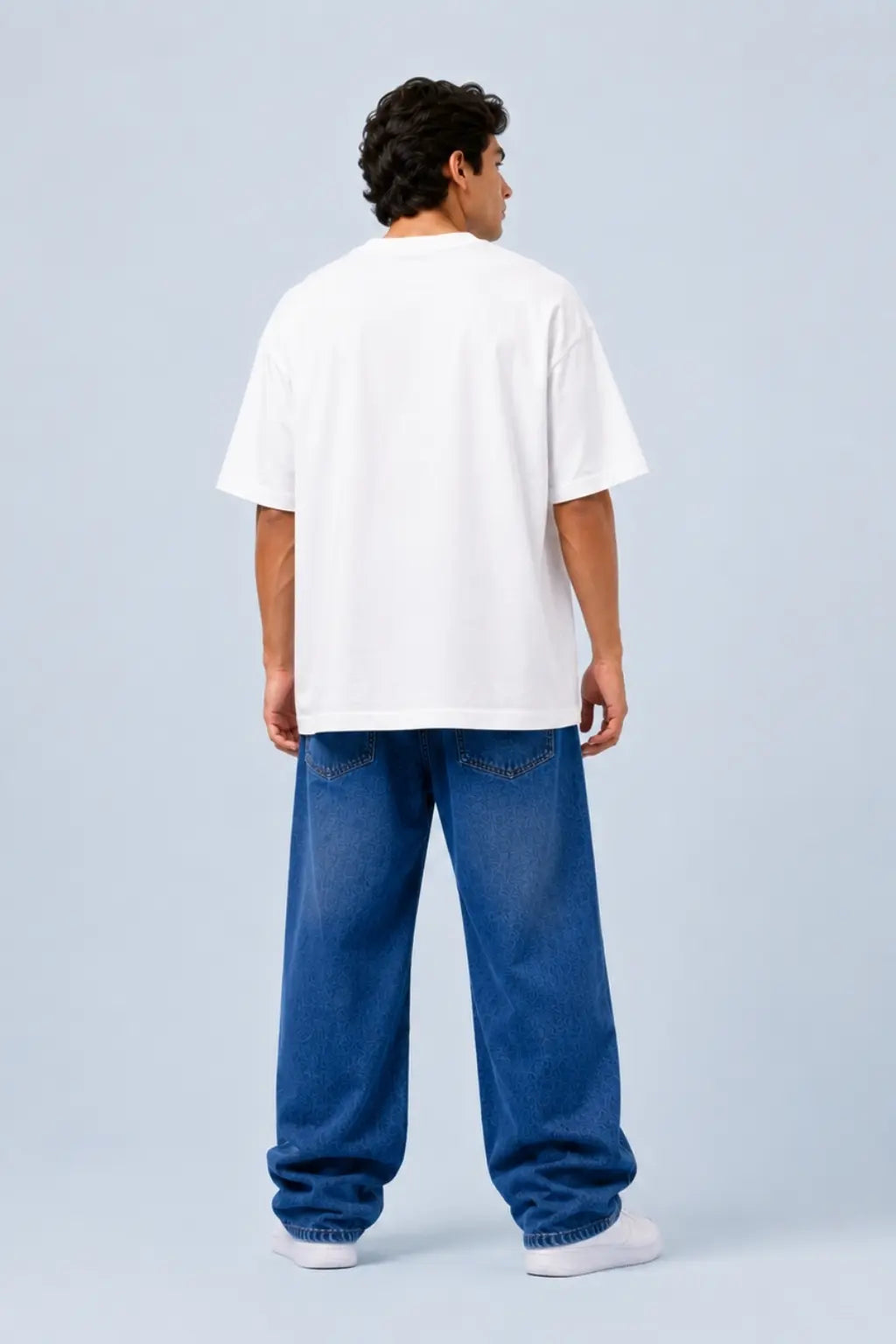 Lord Hanuman Namaskar Oversized T-Shirt — Back Fit View | JUNOSHI