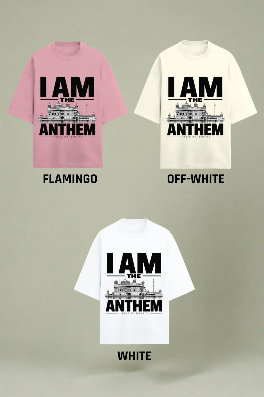 I Am The Anthem — Oversized Tee Colour Options Flamingo Off-White White | JUNOSHI