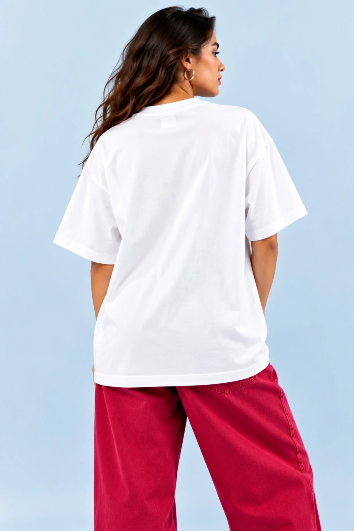 Back View of I Raised My Rights Oversized Cotton Tee for Women | JUNOSHI