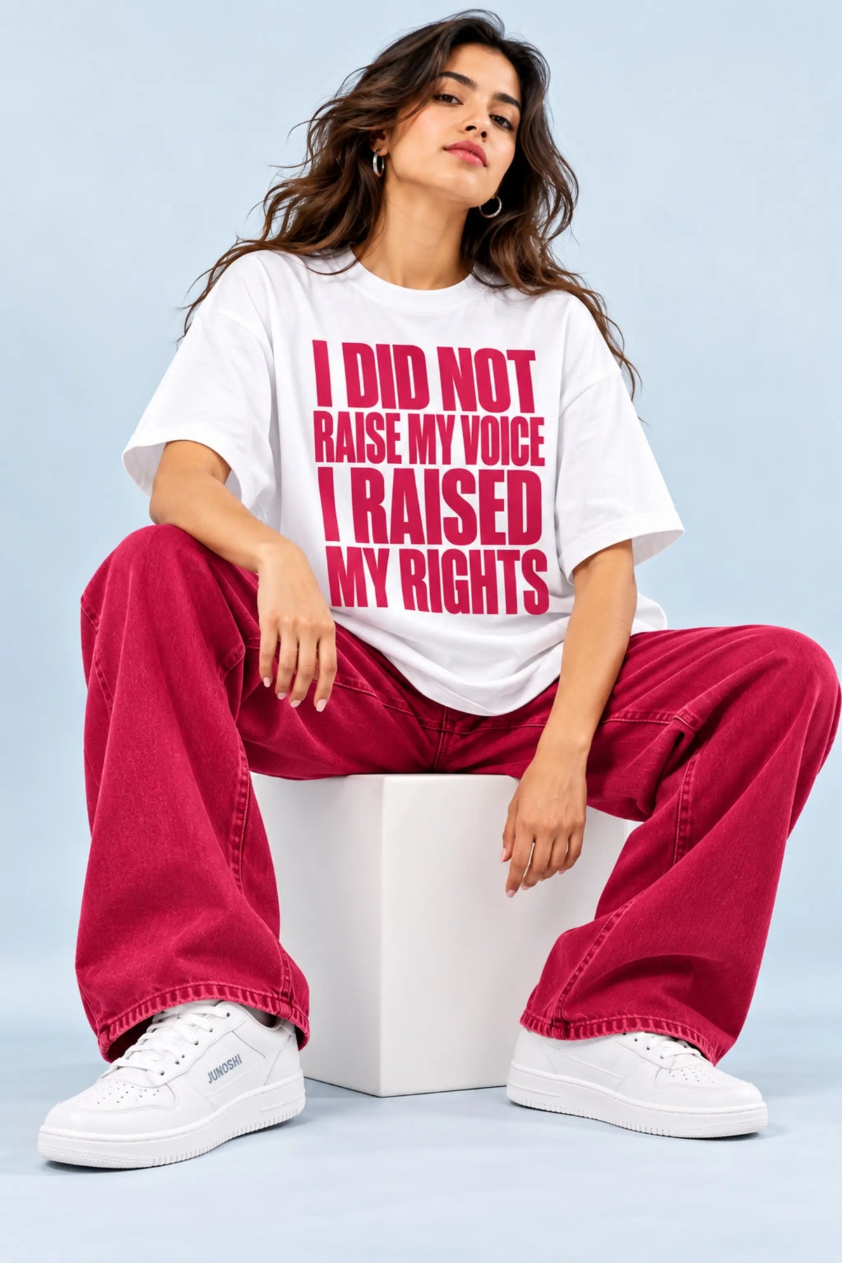 I Did Not Raise My Voice I Raised My Rights — Oversized Tee for Women | JUNOSHI