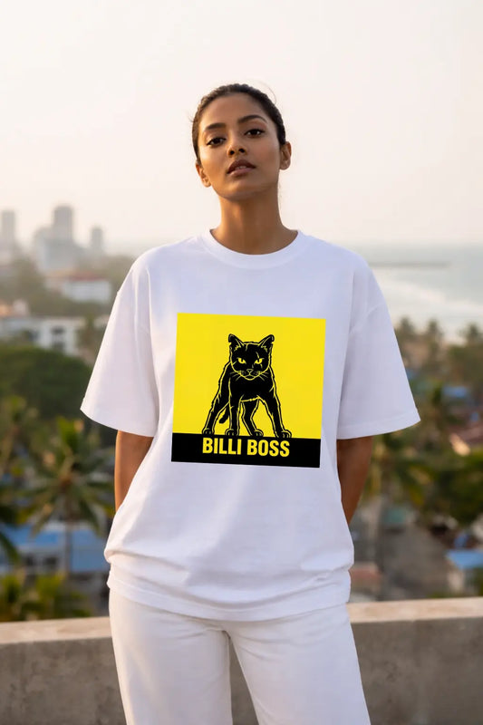Billi Boss Desi Cat Oversized Tee Unisex — Full Body Front View