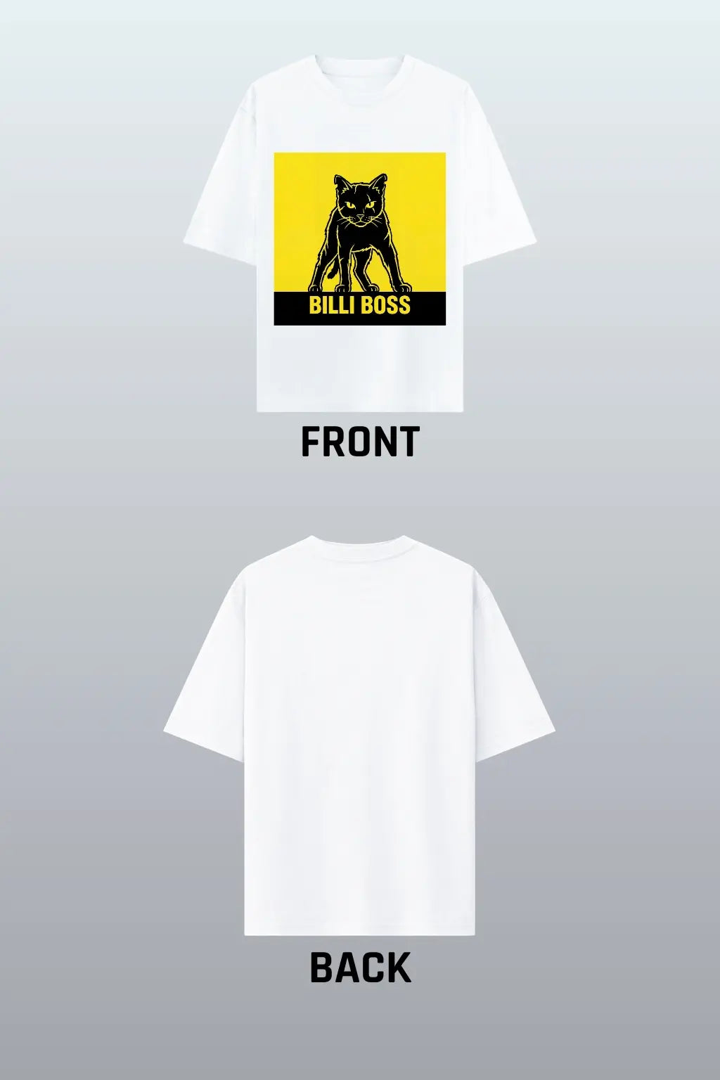 Billi Boss Desi Street Cat Oversized Tee White — Front and Back View