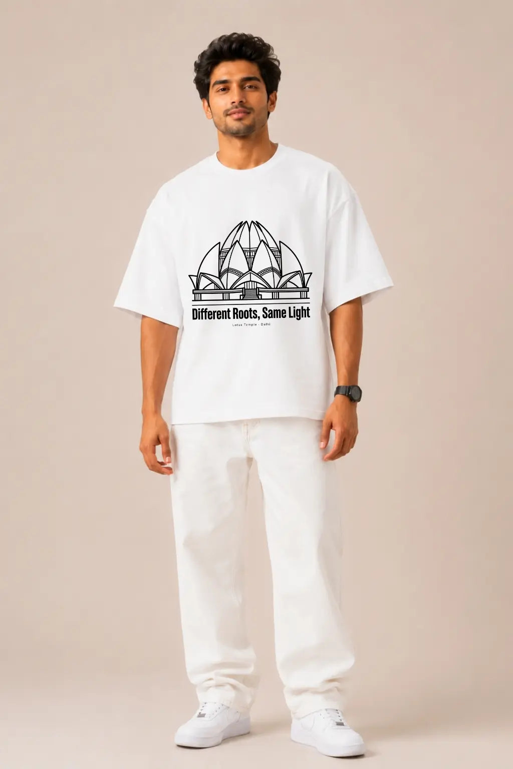 Different Roots Same Light — India Pride Oversized Tee for Men | JUNOSHI