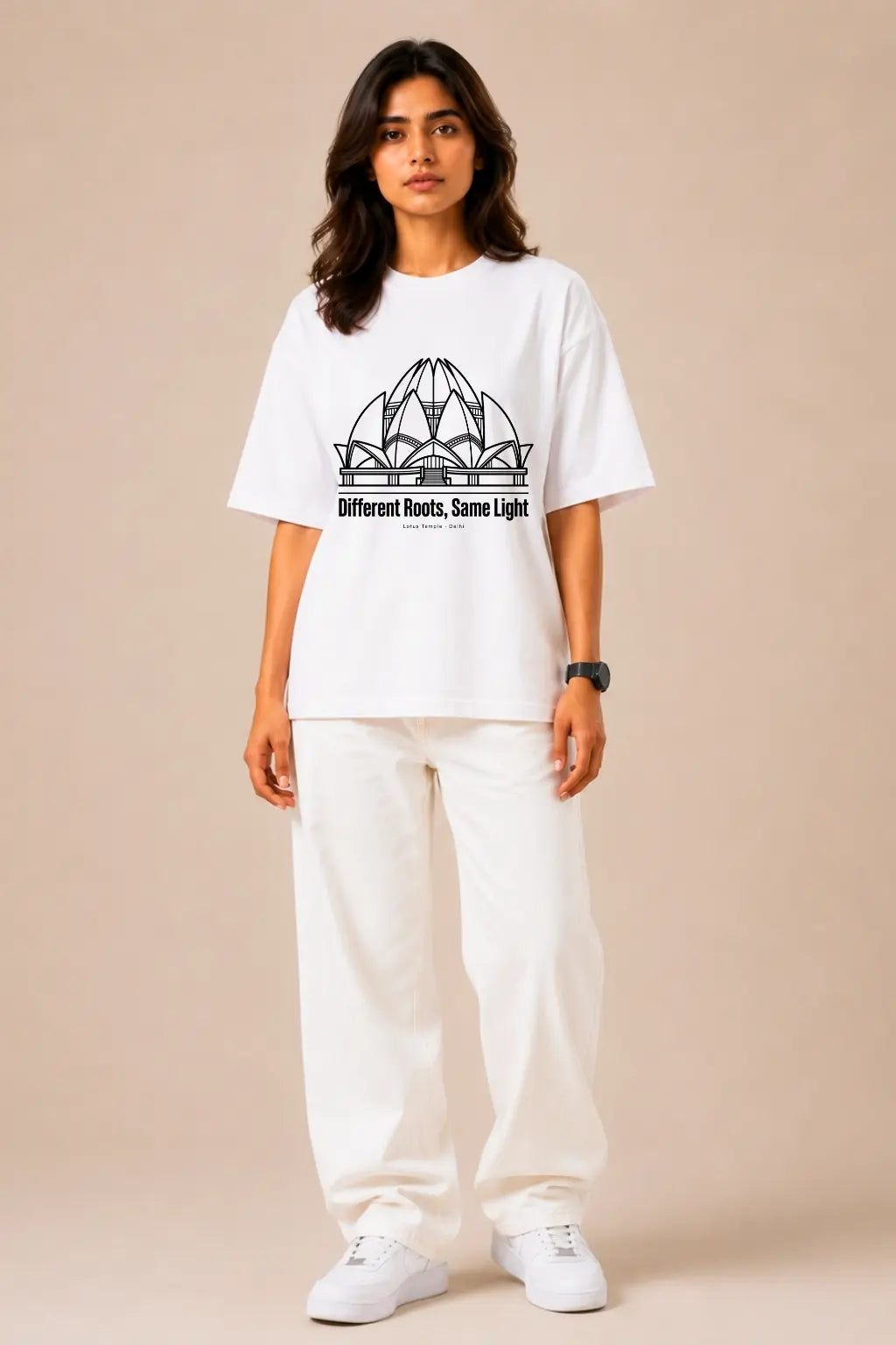 Different Roots Same Light — India Pride Oversized Tee for Women | JUNOSHI