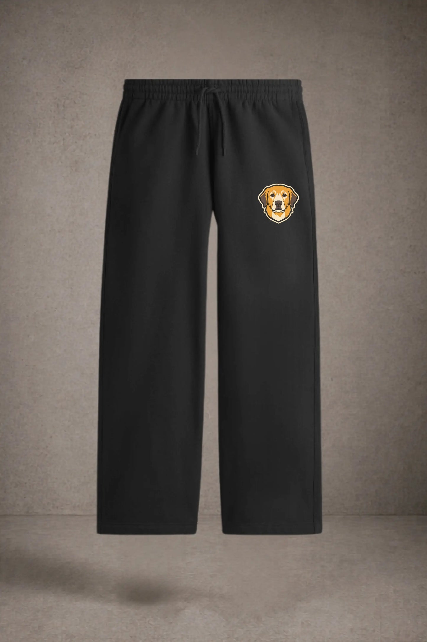 Golden Retriever Ease Graphic Unisex Sweatpants — Flat Lay Front View