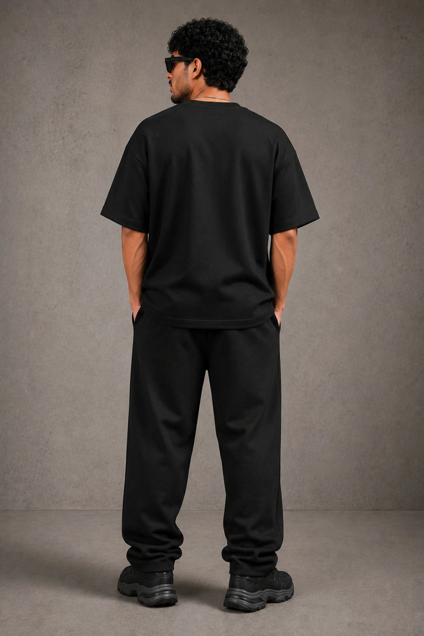 Golden Retriever Ease Graphic Unisex Sweatpants — Men's Loose Fit Full Body Back View