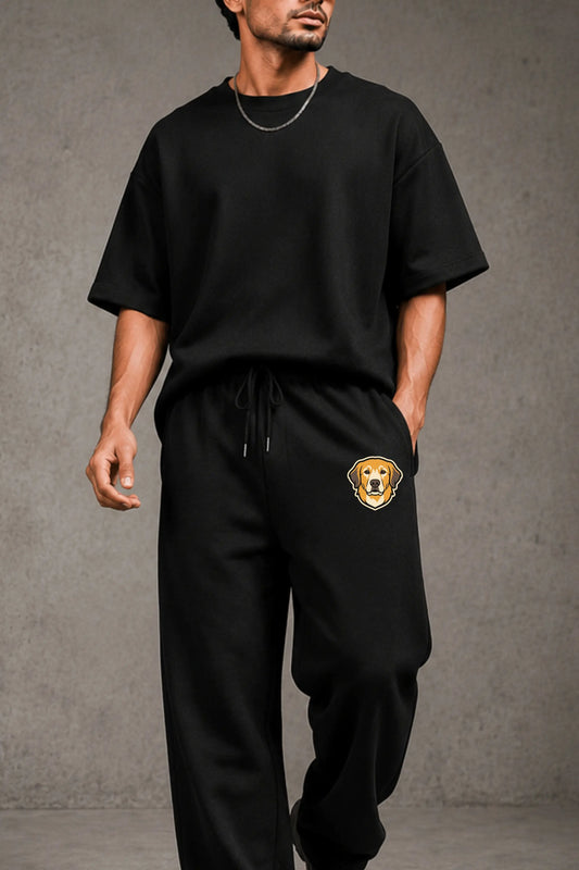 Golden Retriever Ease Graphic Unisex Sweatpants — Thigh Graphic Detail Close View