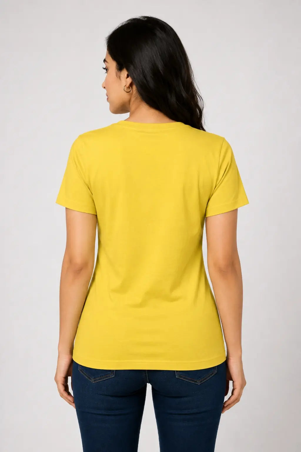 JUNOSHI Pani Pi Lo Mom Logic Women's T-shirt Yellow Back View — Regular Fit, Everyday Comfort