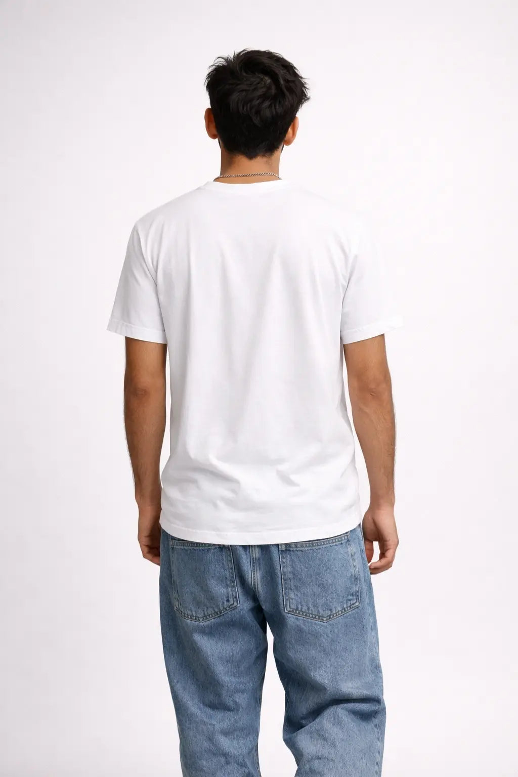 JUNOSHI Swagat Nahi Karoge Hamara White Men Tshirt Back View — 180 GSM Regular Fit Ganesh Chaturthi Graphic Tee