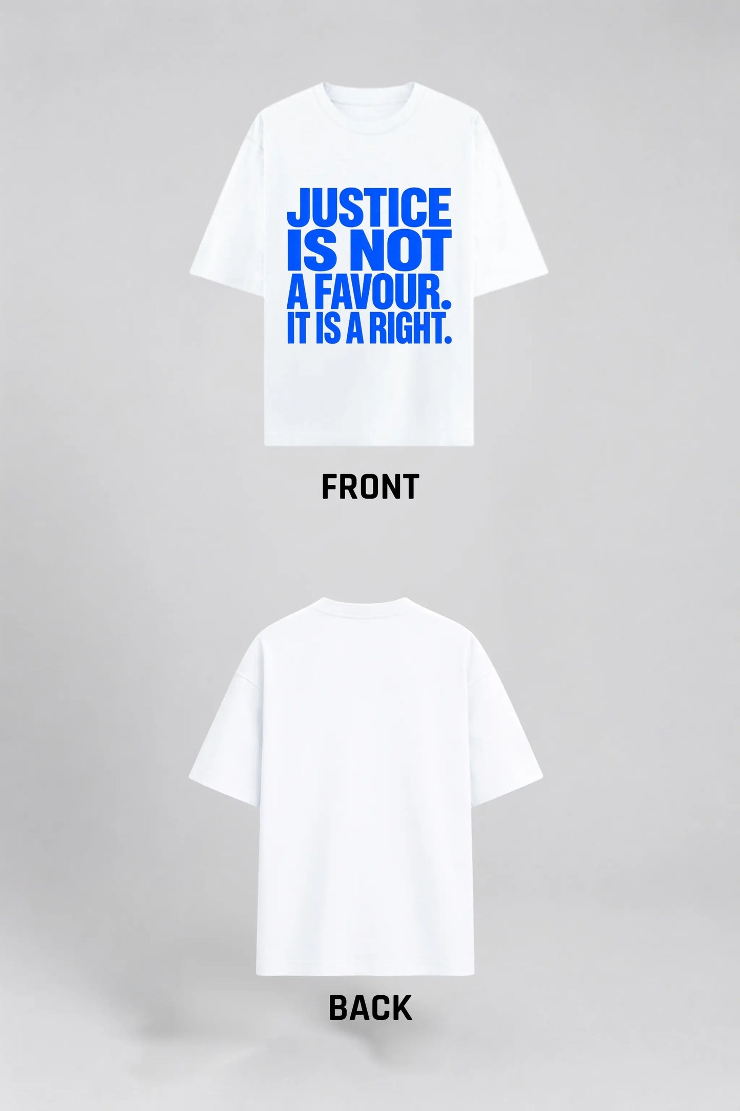 Justice Is Not A Favour — Constitutional Pride Tee Front and Back Layout | JUNOSHI