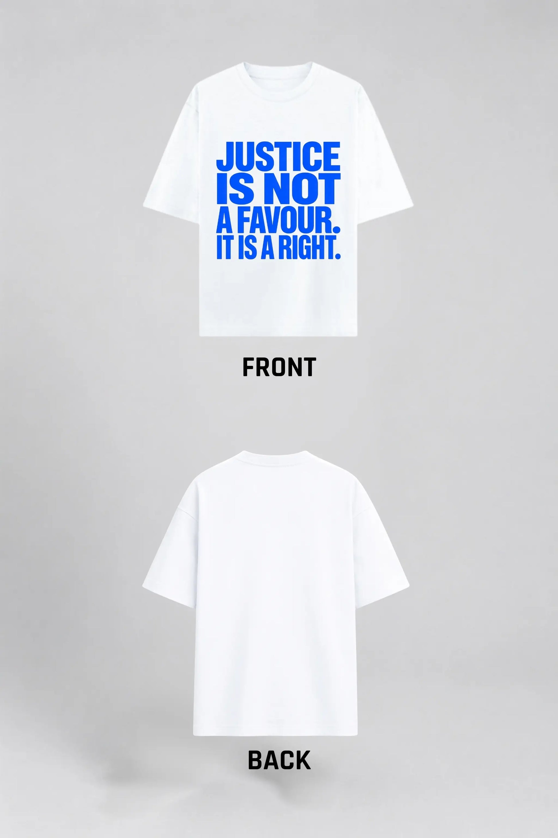 Justice Is Not A Favour — Constitutional Pride Tee Front and Back Layout | JUNOSHI
