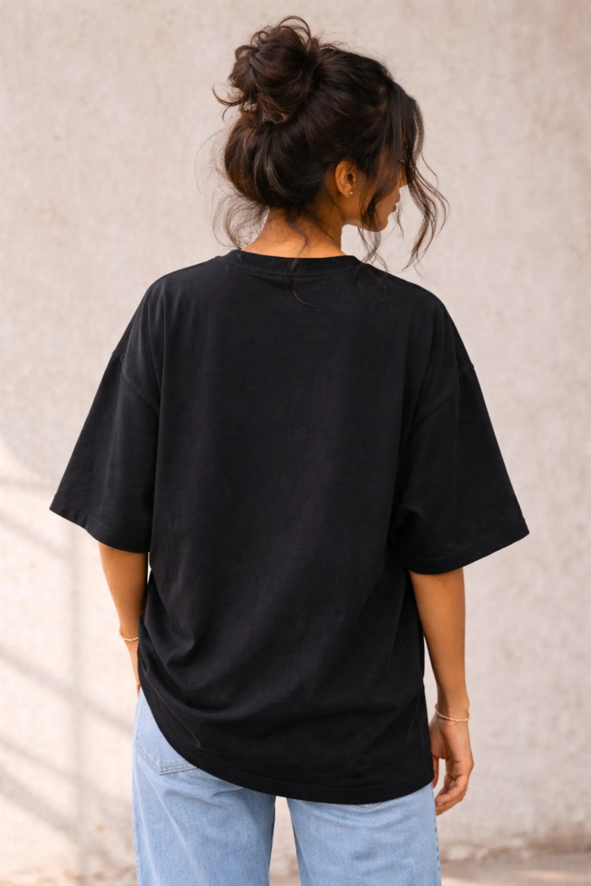 Lab Life Labrador Oversized Tee Black — Women Back View — Unisex Fit