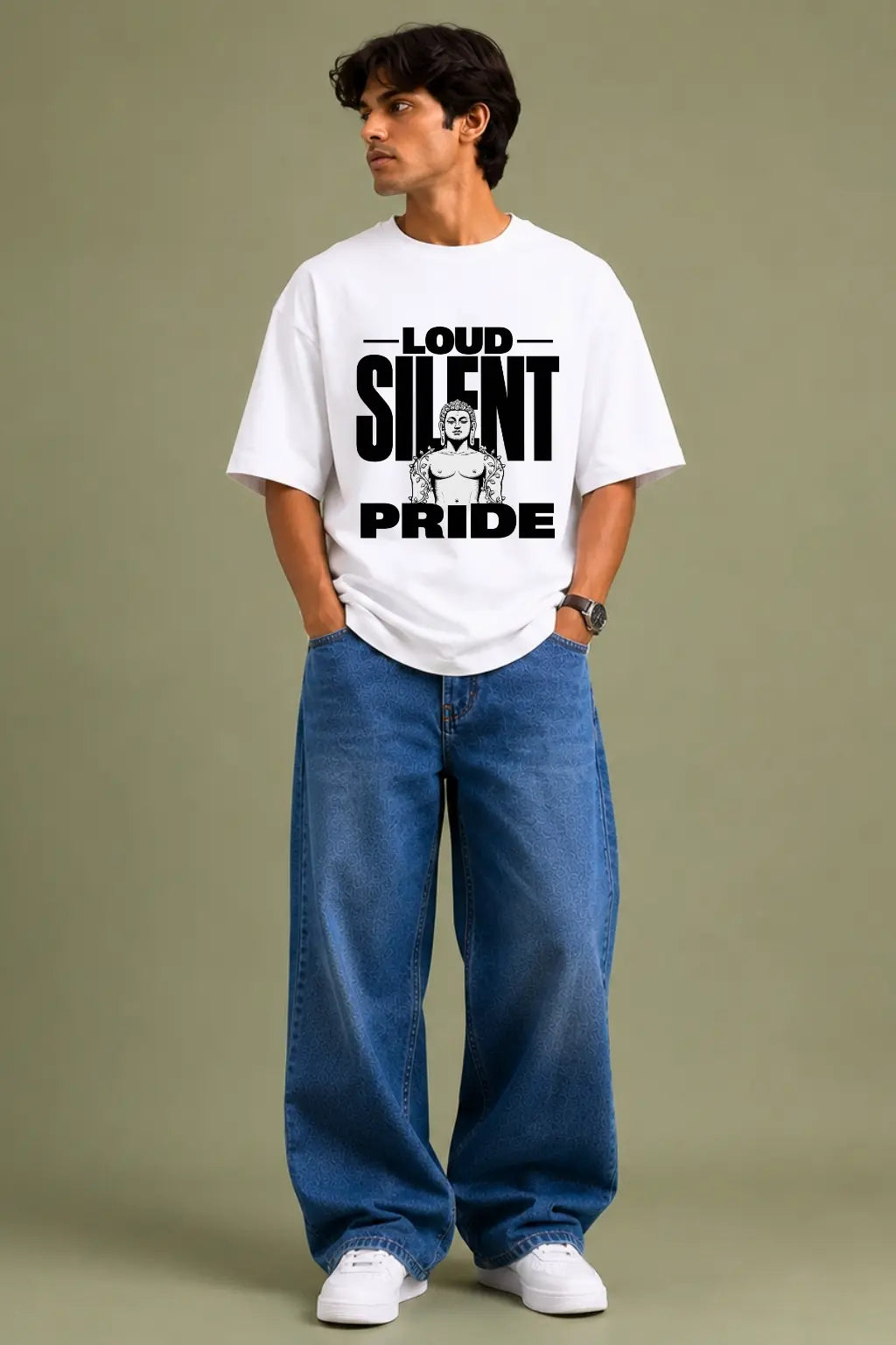 Loud Silent Pride — Buddha Graphic Oversized Tee for Men | JUNOSHI