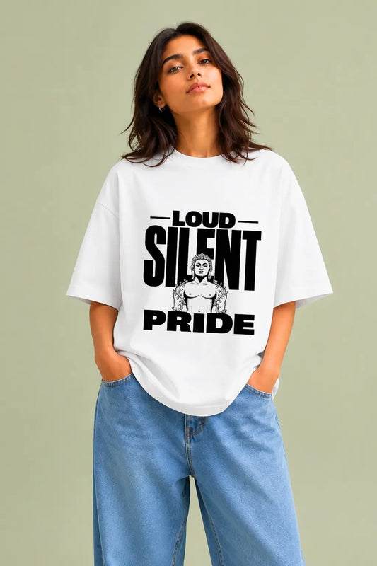 Loud Silent Pride — Buddha Graphic Oversized Tee for Women | JUNOSHI