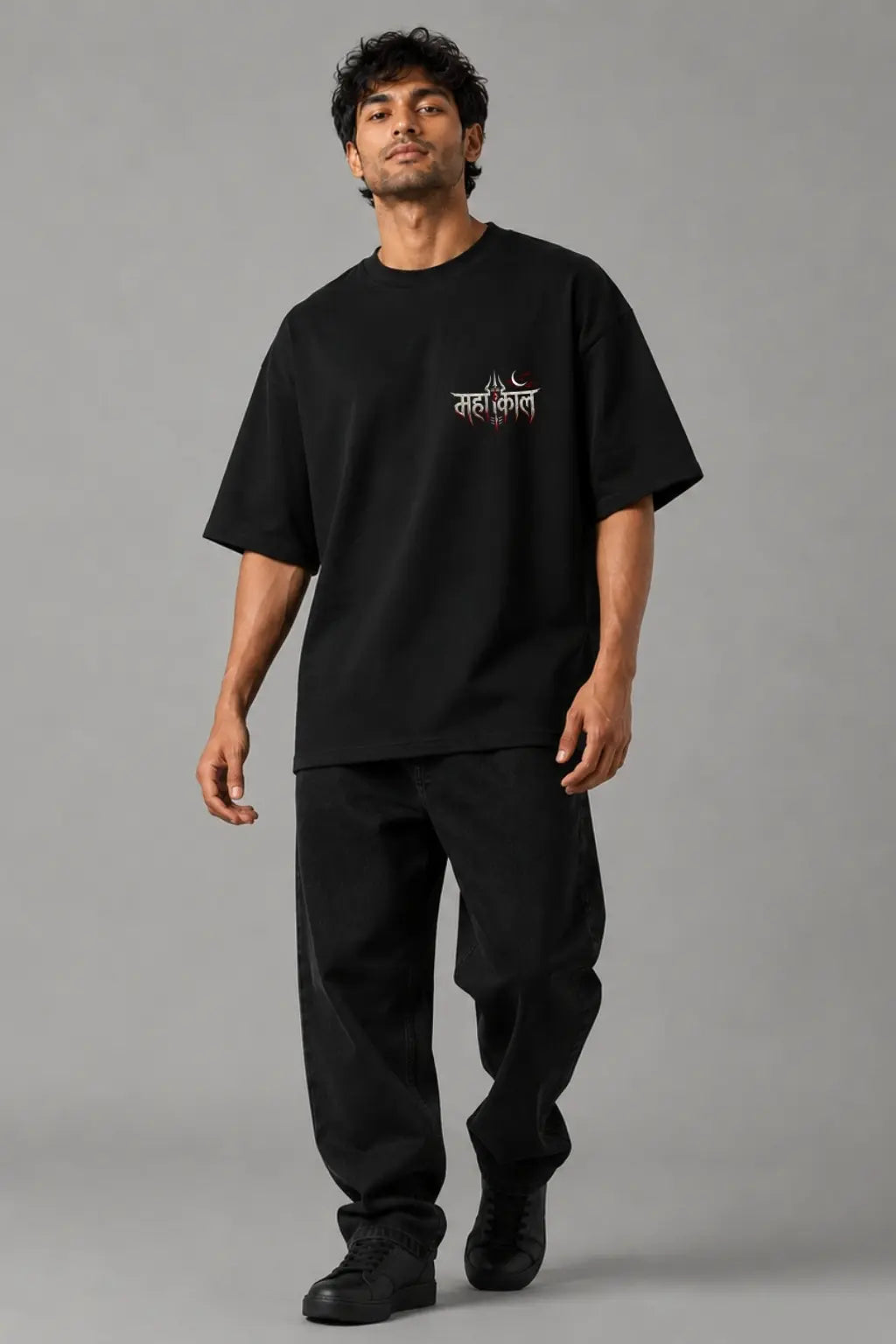 Mahakal Rudra — Shiva Chest Logo Oversized T-Shirt for Men | JUNOSHI