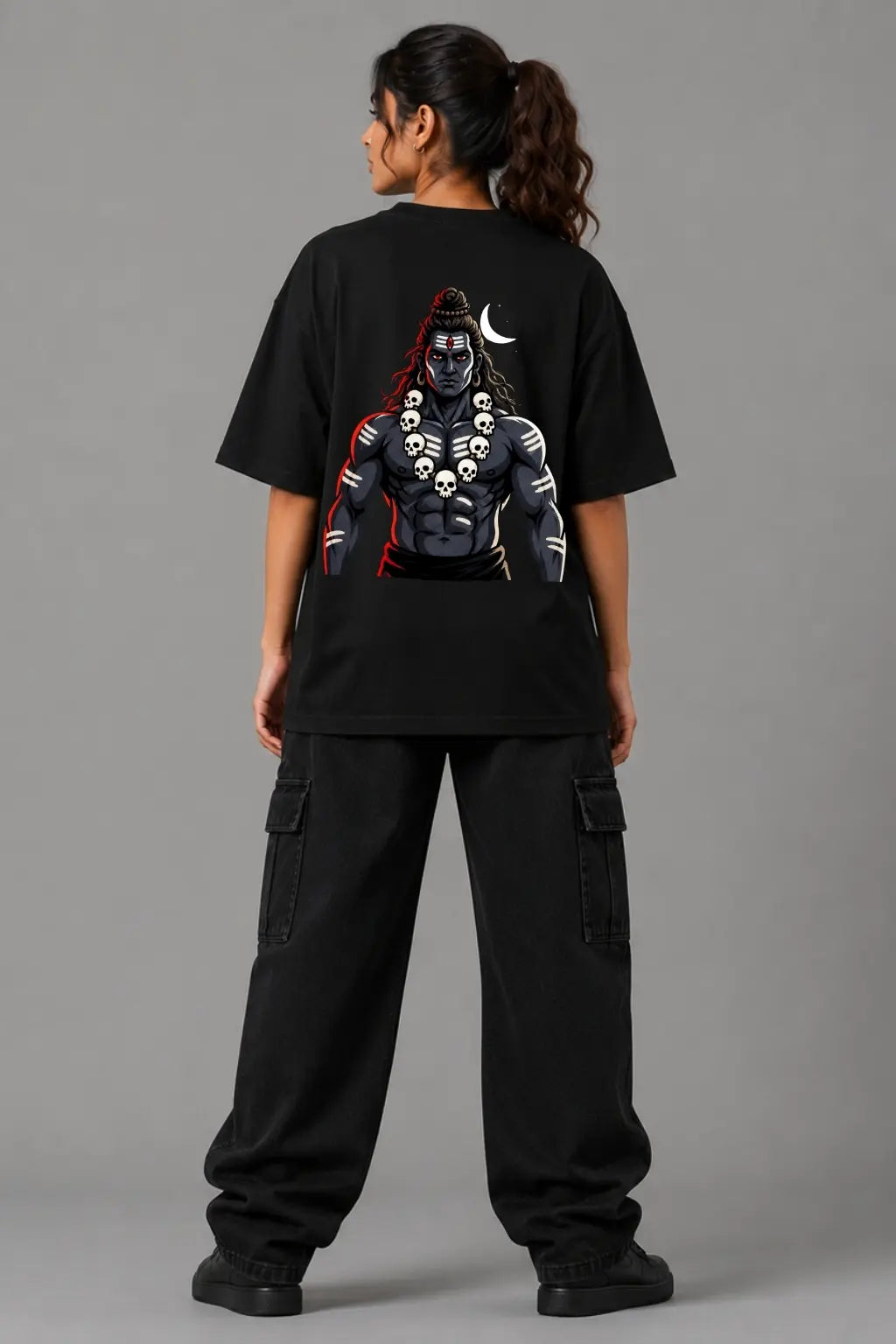 Mahakal Rudra — Lord Shiva Graphic Oversized T-Shirt for Women | JUNOSHI